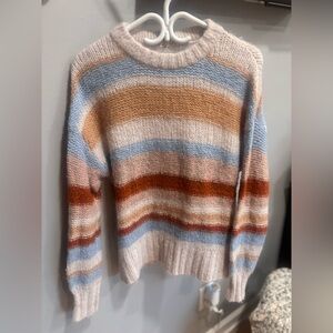 American Eagle Striped Sweater in Blue, Brown, and Cream